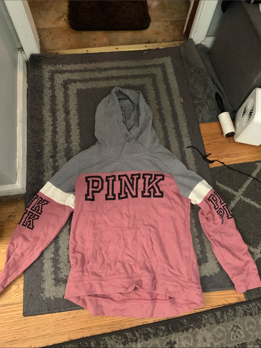Victoria's Secret PINK Gray and Pink Hooded Sweatshirt
